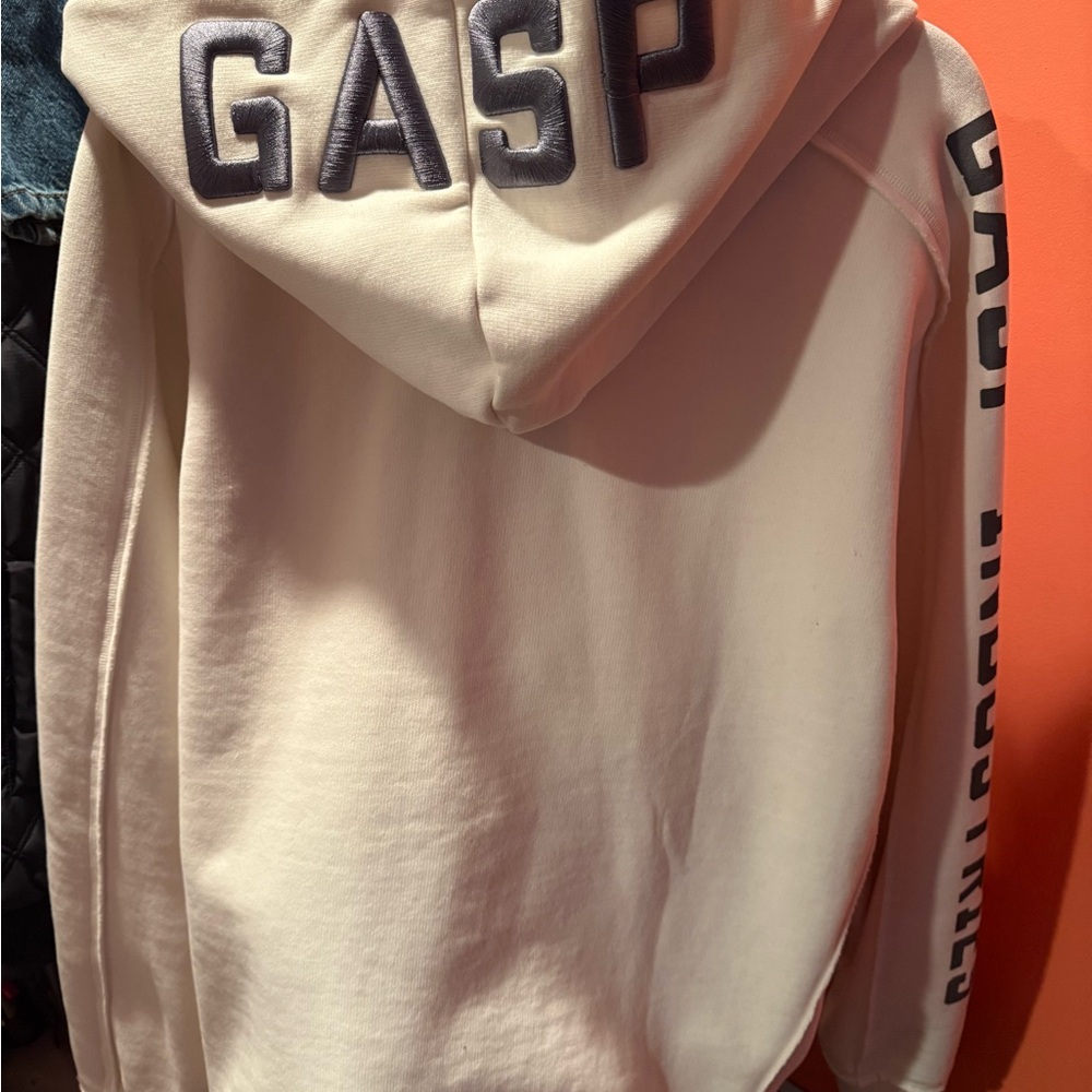 GASP Cream Hoodie with grey Lettering